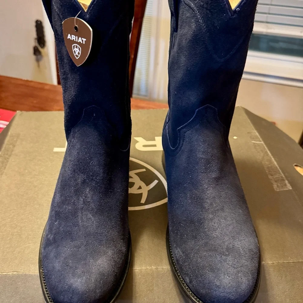 Ariat Men's yellowstone navy roughout suede Boots size 10.5 NWT - Picture 2 of 6